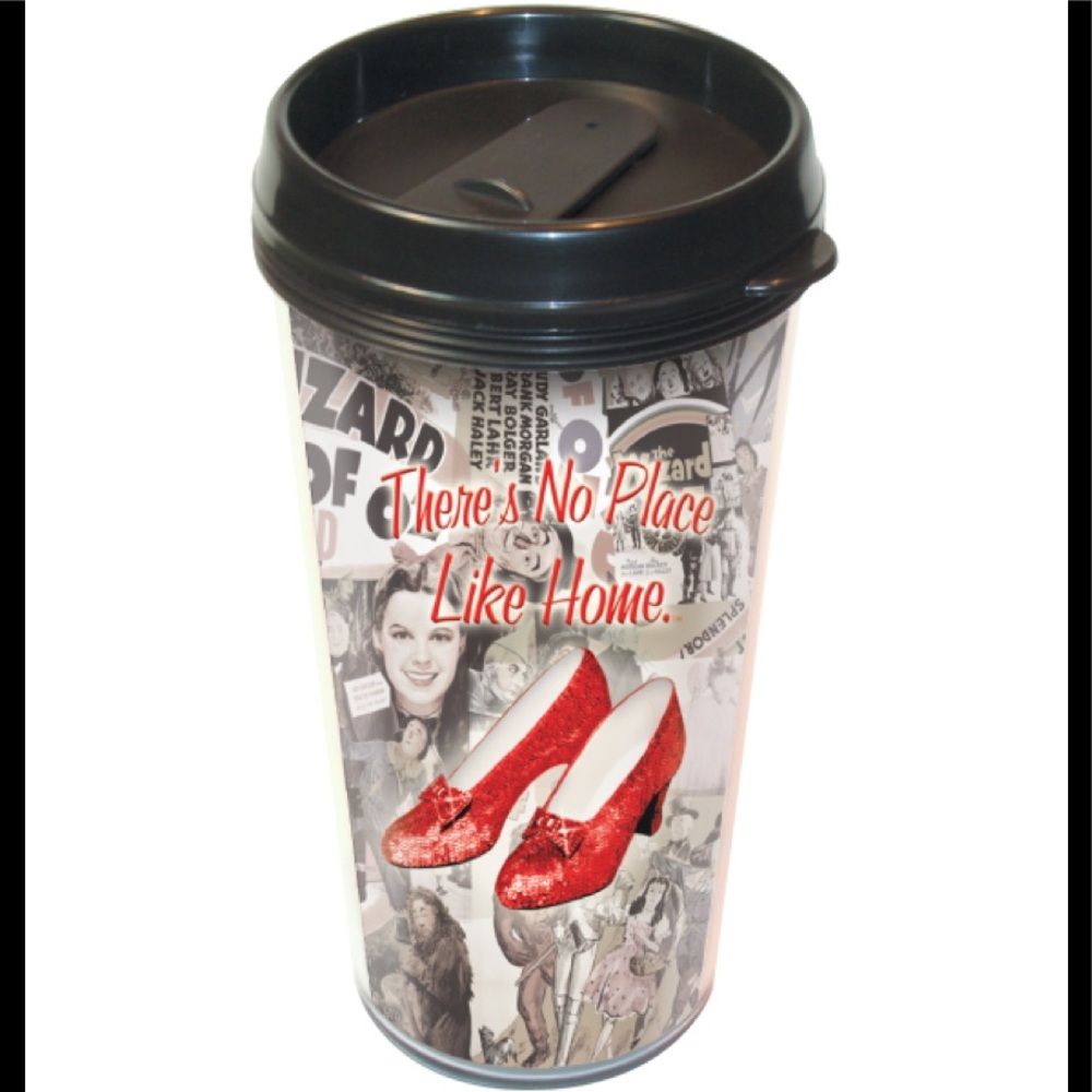 New Wizard of Oz plastic travel mug No place lime home Ruby slippers Dor…